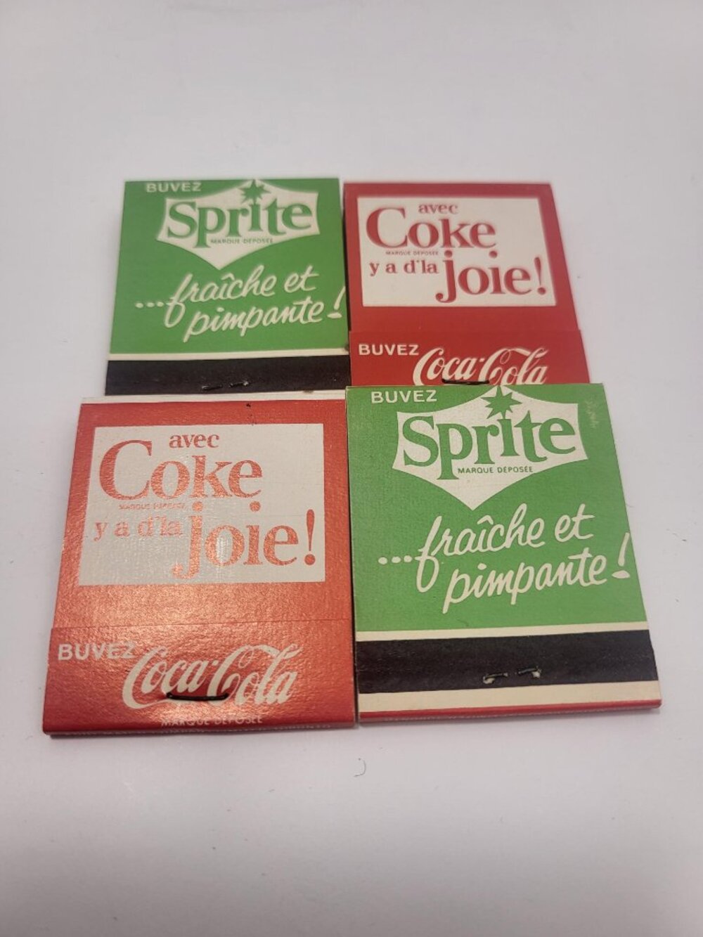 Vintage French Canadian Coca Cola & Sprite Matchbooks Lot